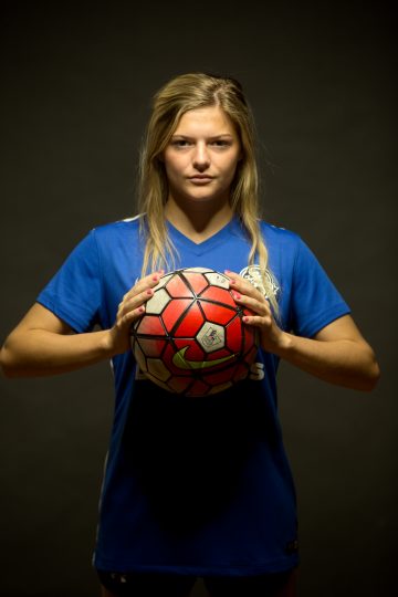 young woman soccer ball
