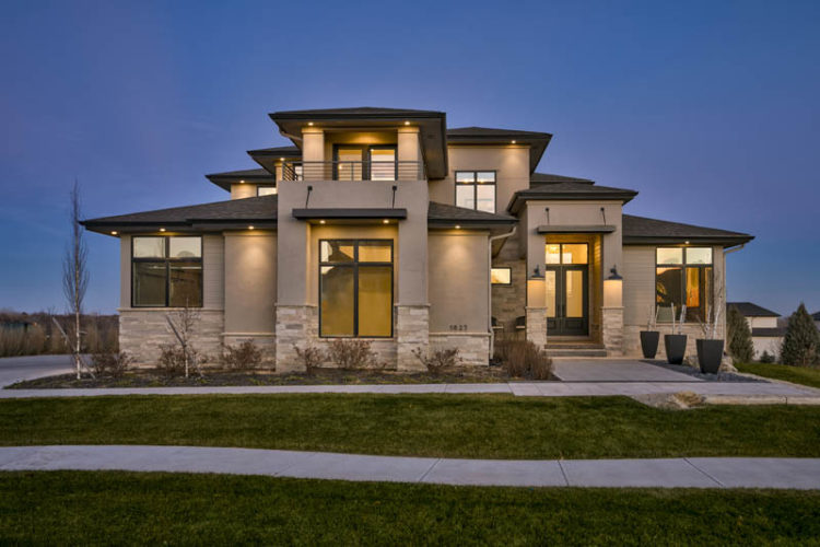 home exterior at night