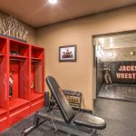 home gym with wrestling mat