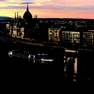 budapest buildings at sunset