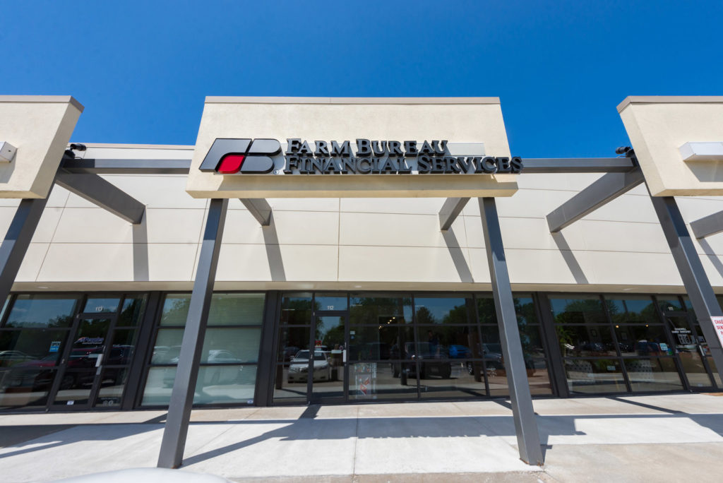 company logo on a building