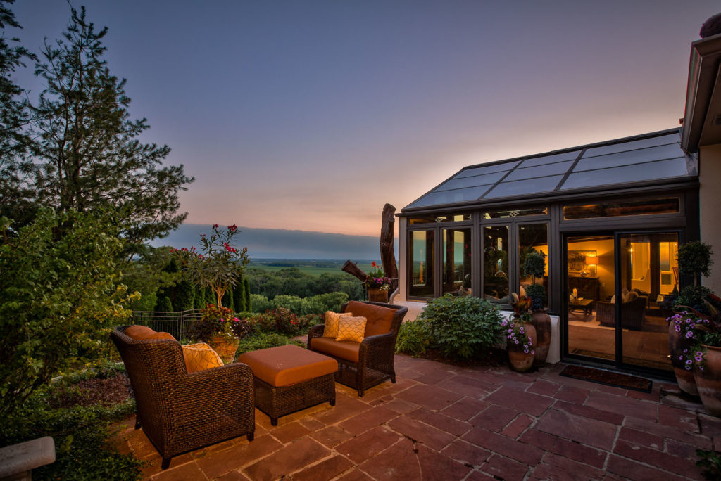 Home outdoor patio at night