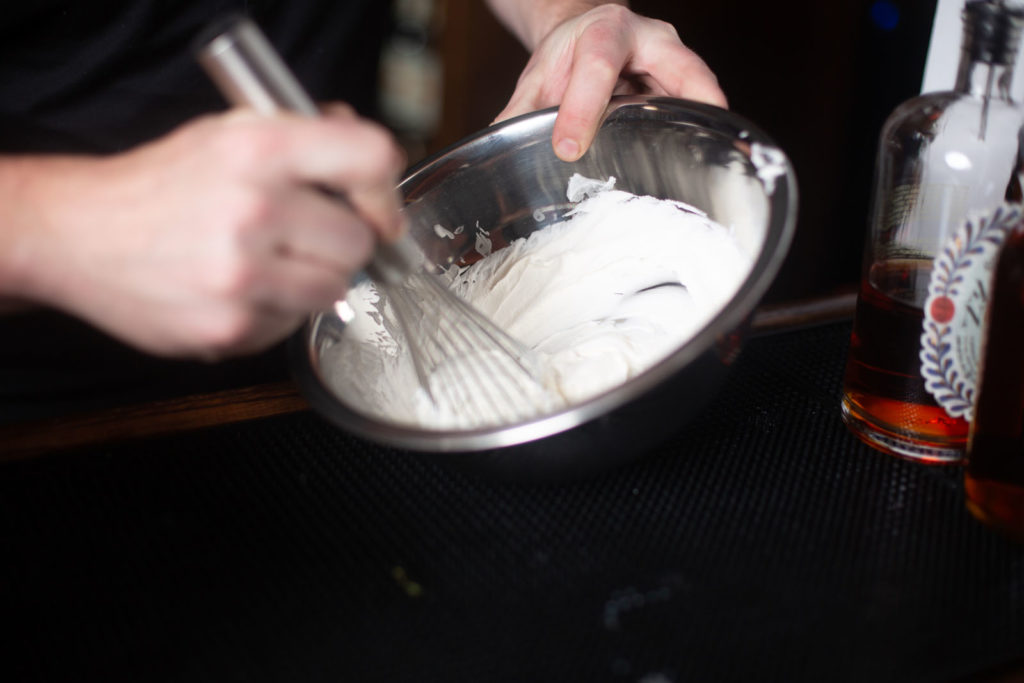 Mixing ingredients in bowl