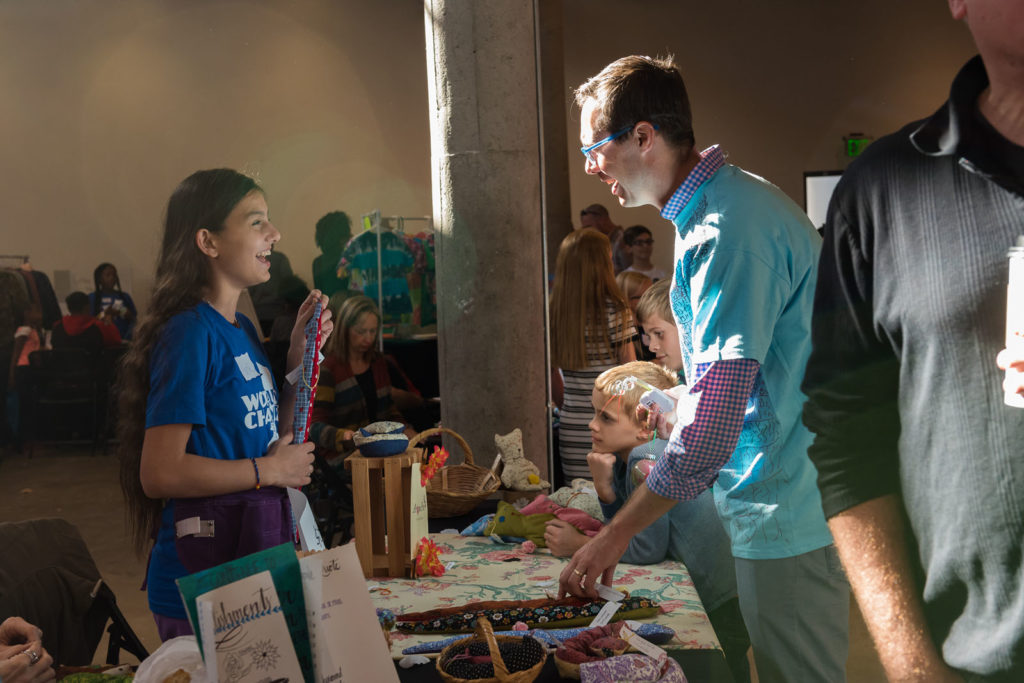 People talking at event