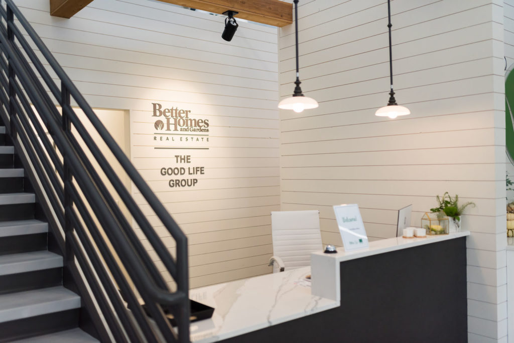 Inside office building front desk