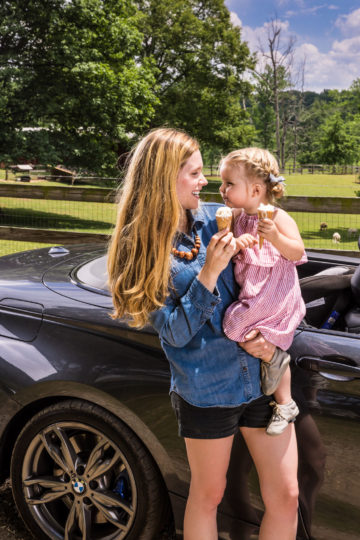 Mom with daughter and ice cream cones