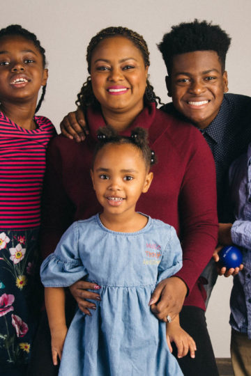 woman with four children