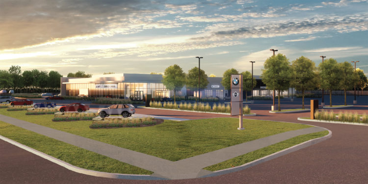 Drawing of car dealership