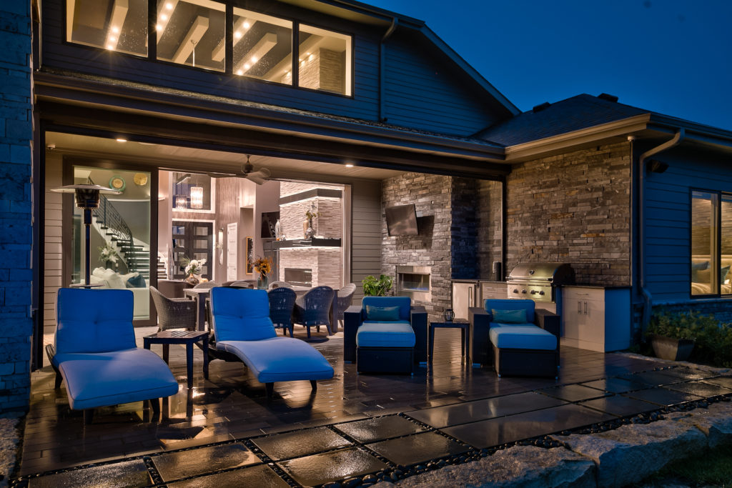 outdoor patio at night