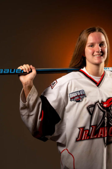 young female hockey player