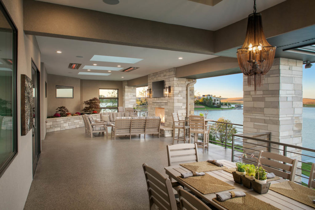 outdoor patio with lake view