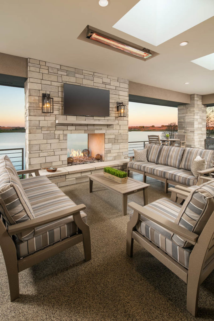 living space with lake view