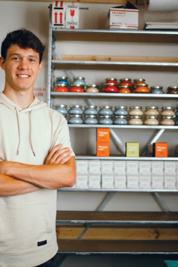 young man with candles
