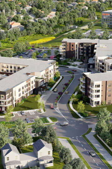aerial view of buildings