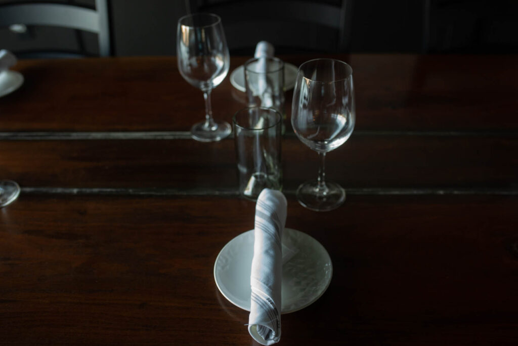 wine glasses on table