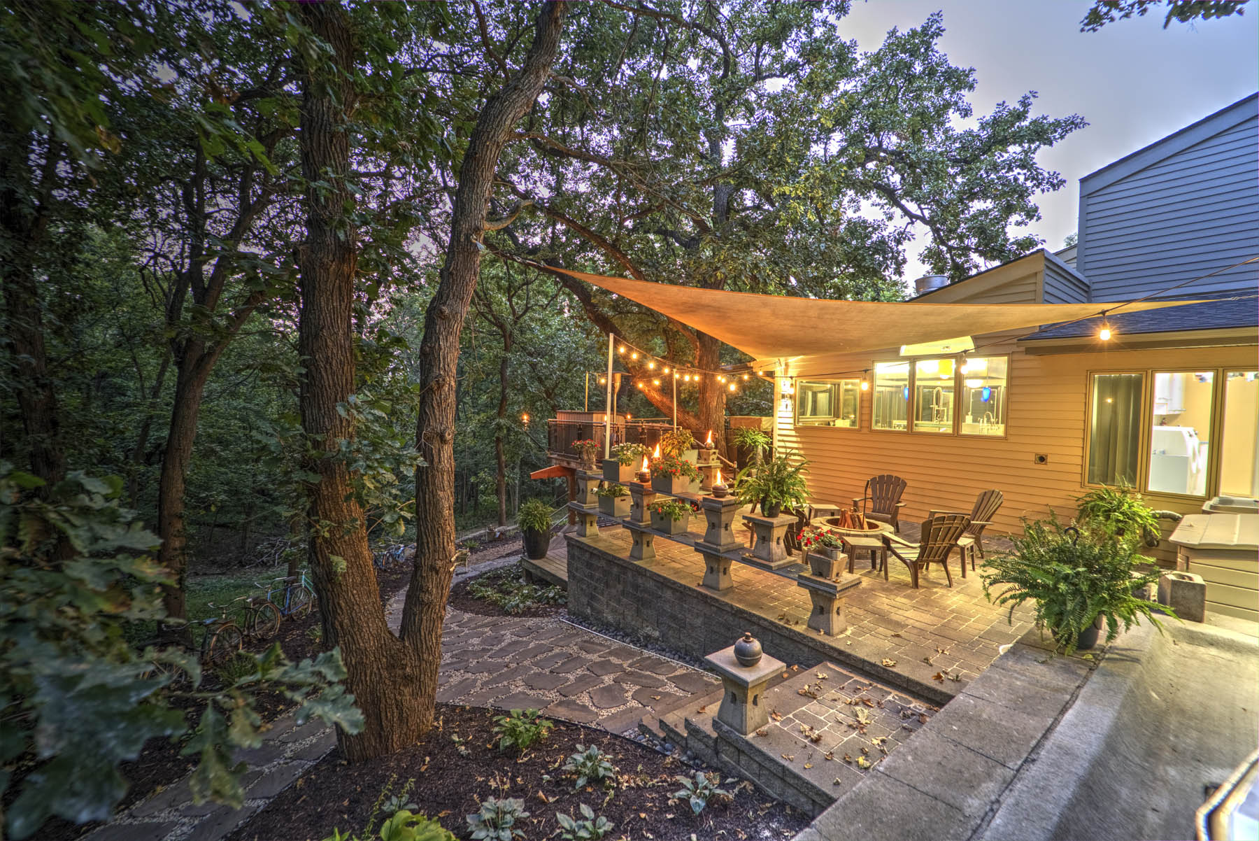 outdoor patio at night
