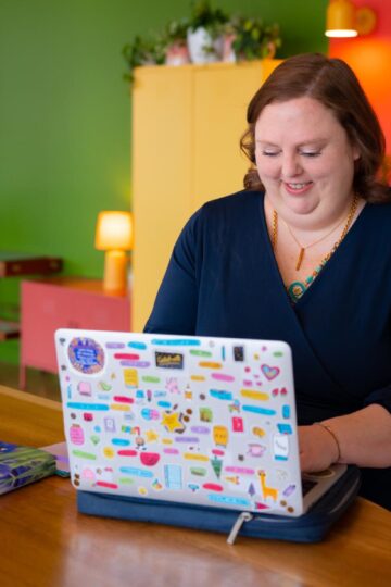 woman working on a computer