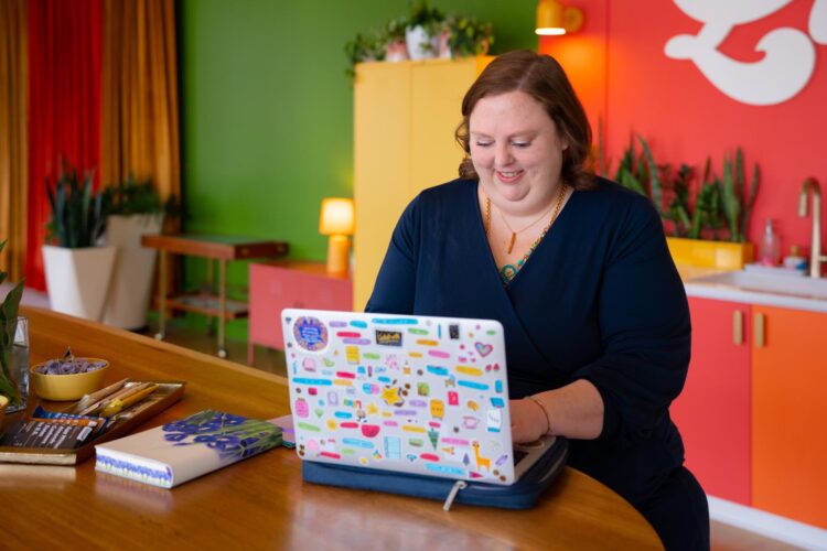 woman working on a computer